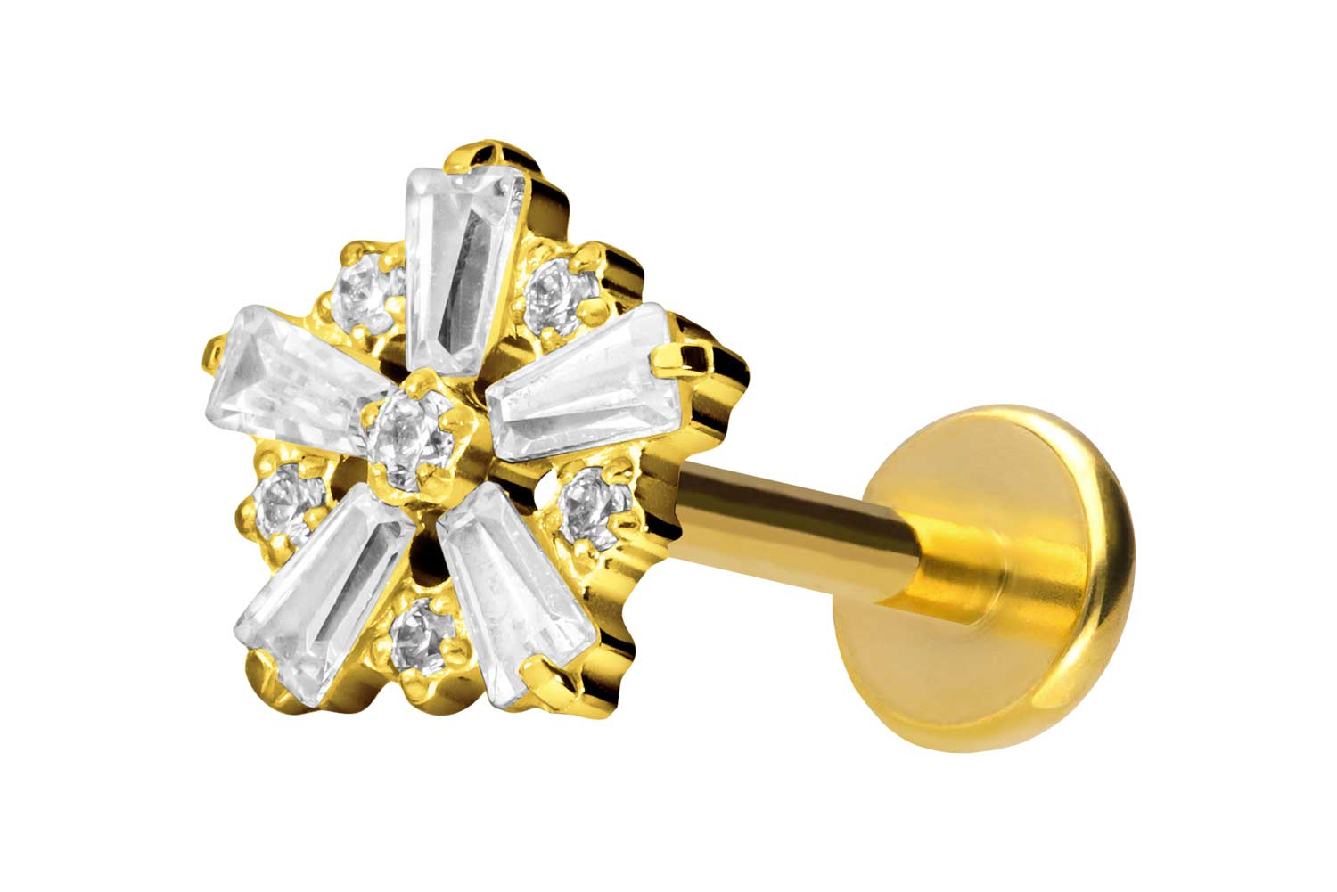 Titan Labret Piercing mit Push Fit SCHNEEFLOCKE